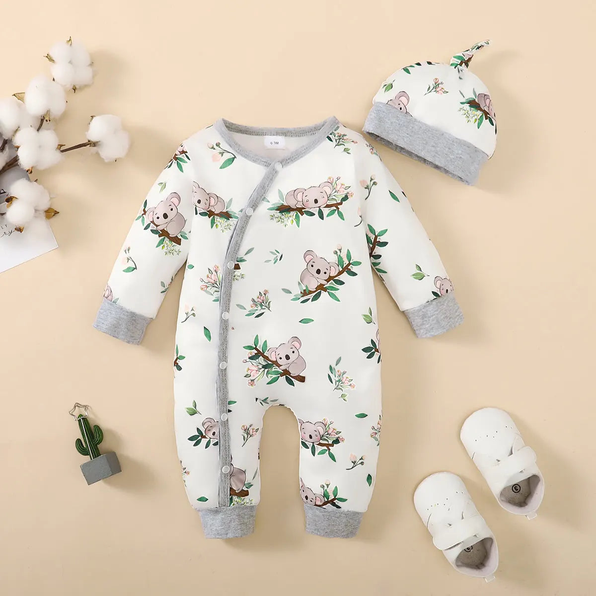 Bear Print Button Romper