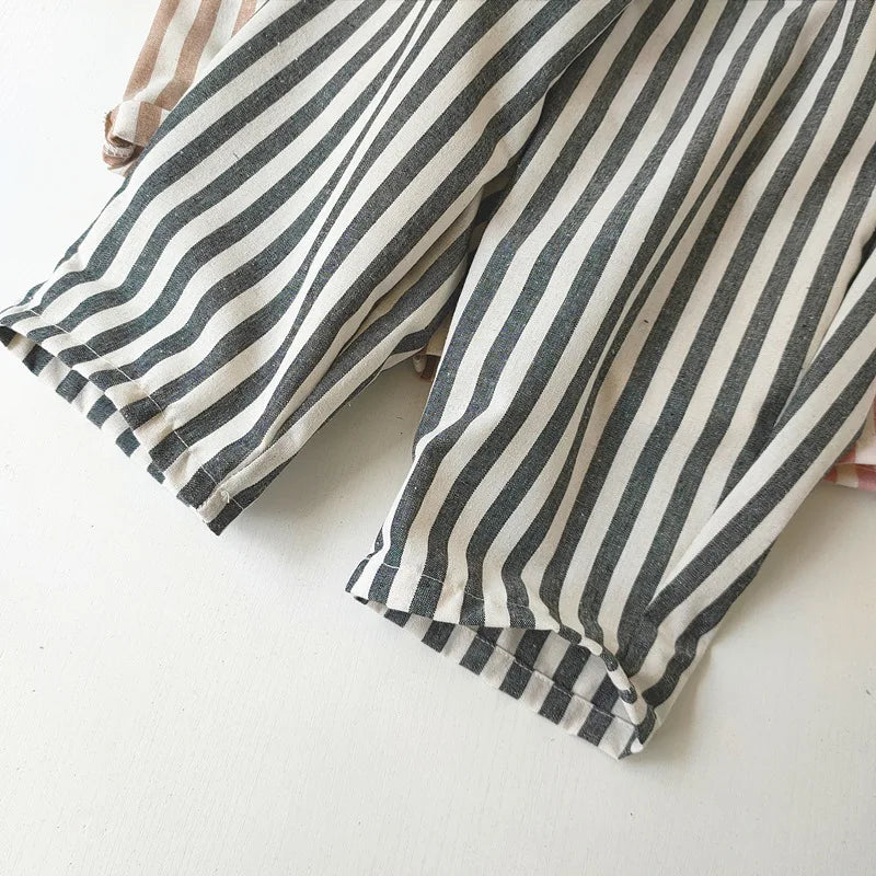 Linen Stripe Relaxed Pants — Unisex