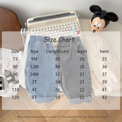 Spring Autumn New Baby Pants Casual Denim 9M-5T Kids Boys Straight Jeans Soft Toddler Girls Fashion Trousers 3 Colors