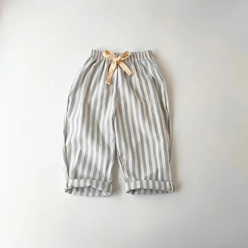Linen Stripe Relaxed Pants — Unisex